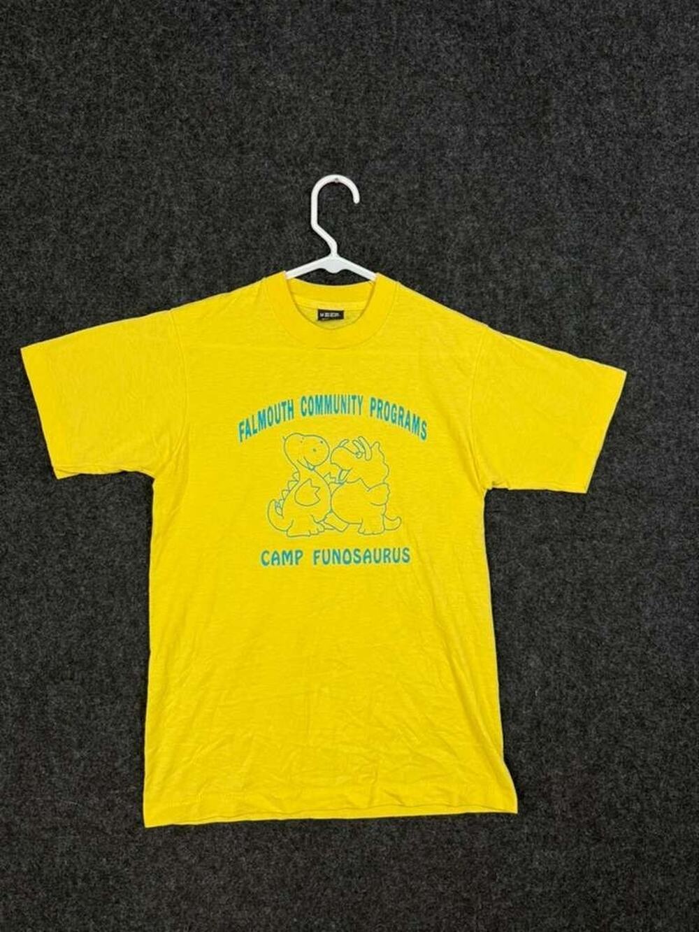 Vintage Screen Stars Camp Funosaurus T-Shirt Men's M Yellow USA 50/50